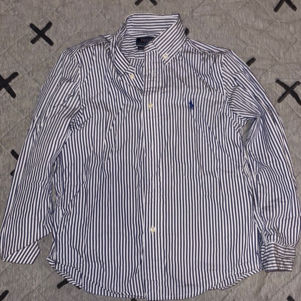 Polo Ralph Lauren Kids Blue and White Striped Shirt